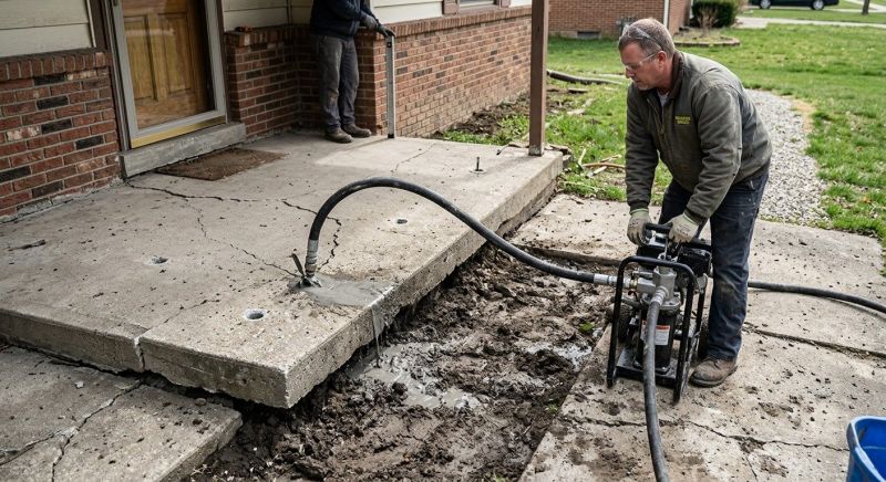 Concrete Patio Raising in West Des Moines, IA